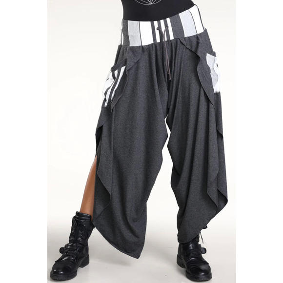 ETERNAL MODE Lotus Pants Heather Gray High Rise Stretch Asymmetric NWOT - Picture 3 of 16